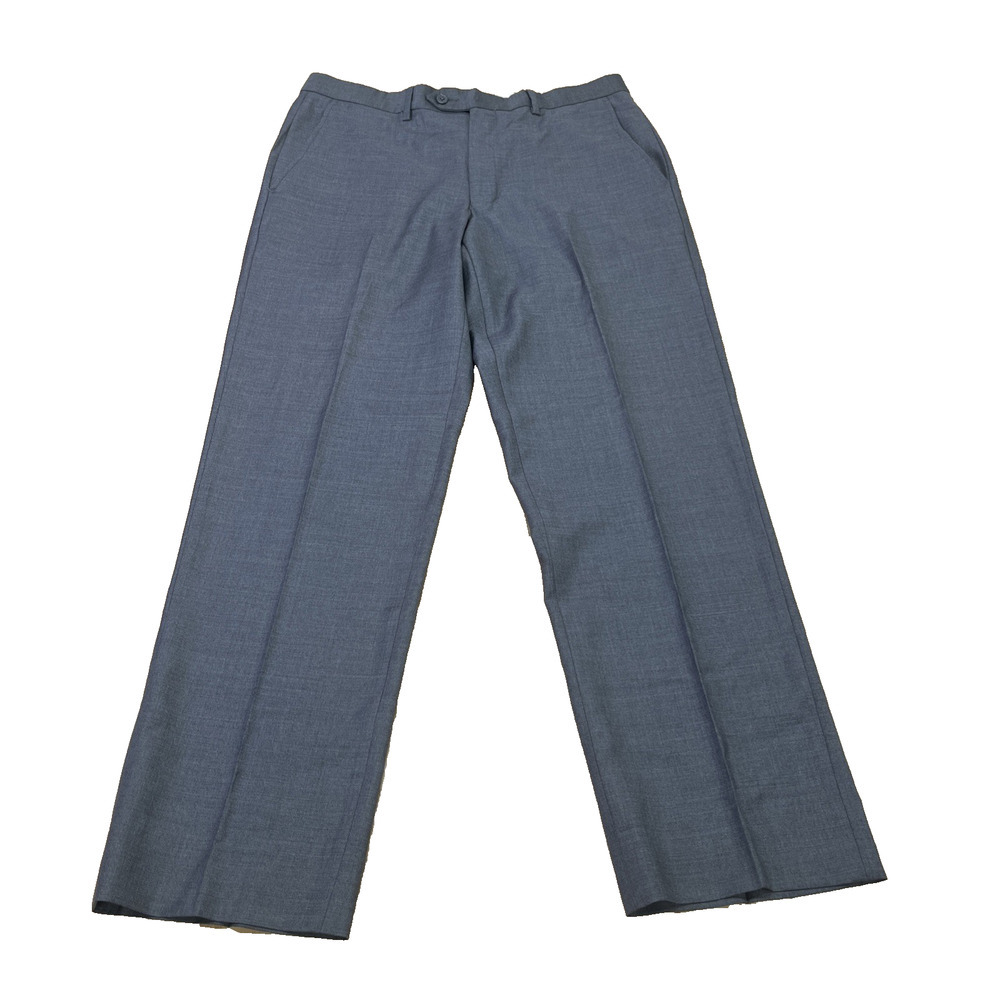 Santorelli Wool Romeo Trousers Mens 34 Flat Front Pants Grey Career Office